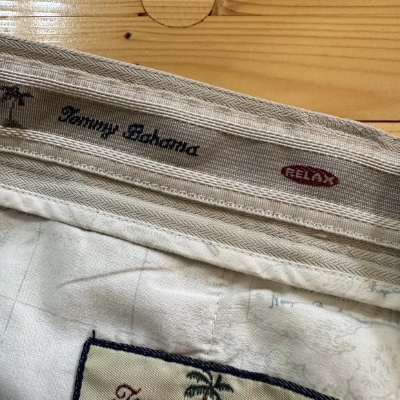 Tommy Bahama Pants 36x32 beige Pockets Chino Pleated herringbone Silk blend - Picture 7 of 7